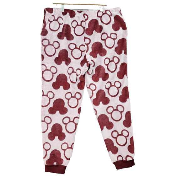 Disney Mickey Mouse Pajama Pants Women’s XXL Pink Fleece Joggers Pockets Lounge - Picture 3 of 11